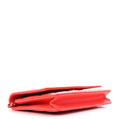 Chanel Lambskin Quilted Wallet On Chain WOC Orange 4 of 11