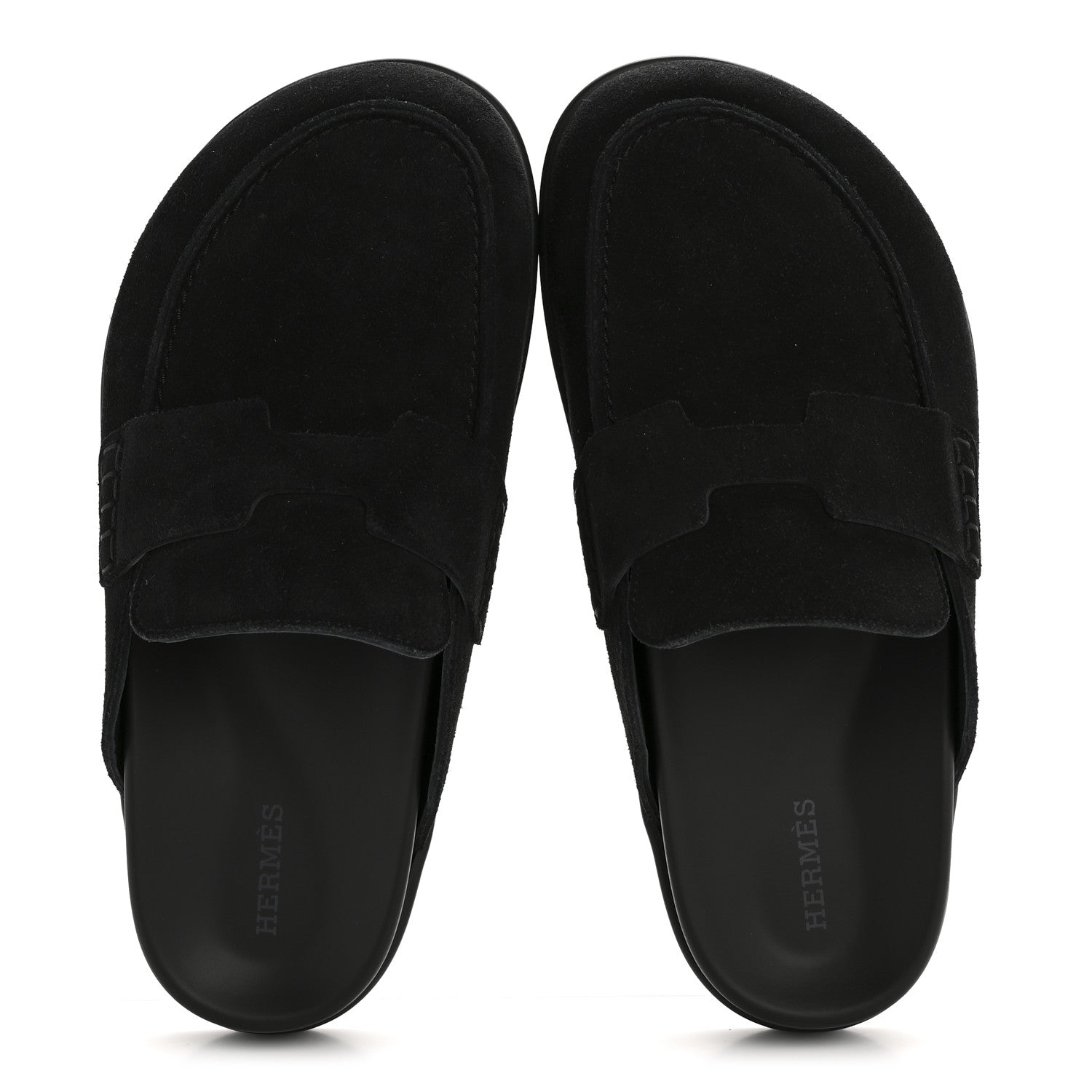 Hermes Suede Calfskin Go Mules 37.5 Black 2 of 10