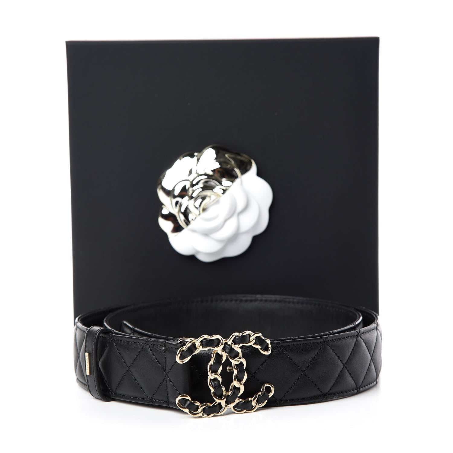 Chanel Lambskin Quilted CC Chain Belt 95 38 Black 6 of 6