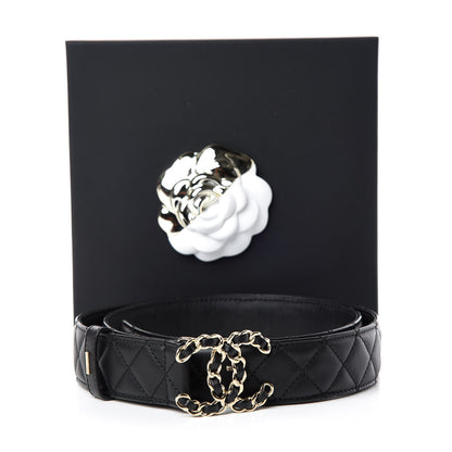 Chanel Lambskin Quilted CC Chain Belt 95 38 Black 6 of 6