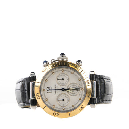 Cartier Stainless Steel 18K Yellow Gold Alligator 38mm Pasha C Chronograph Automatic Watch 5 of 9