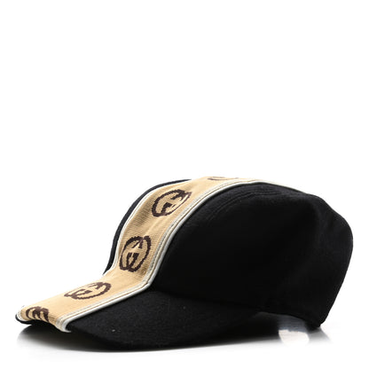 Gucci Wool Interlocking GG Stripe Baseball Hat Black 1 of 9
