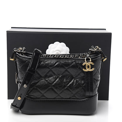 Chanel Aged Calfskin Quilted Small Gabrielle Hobo Black 10 of 10
