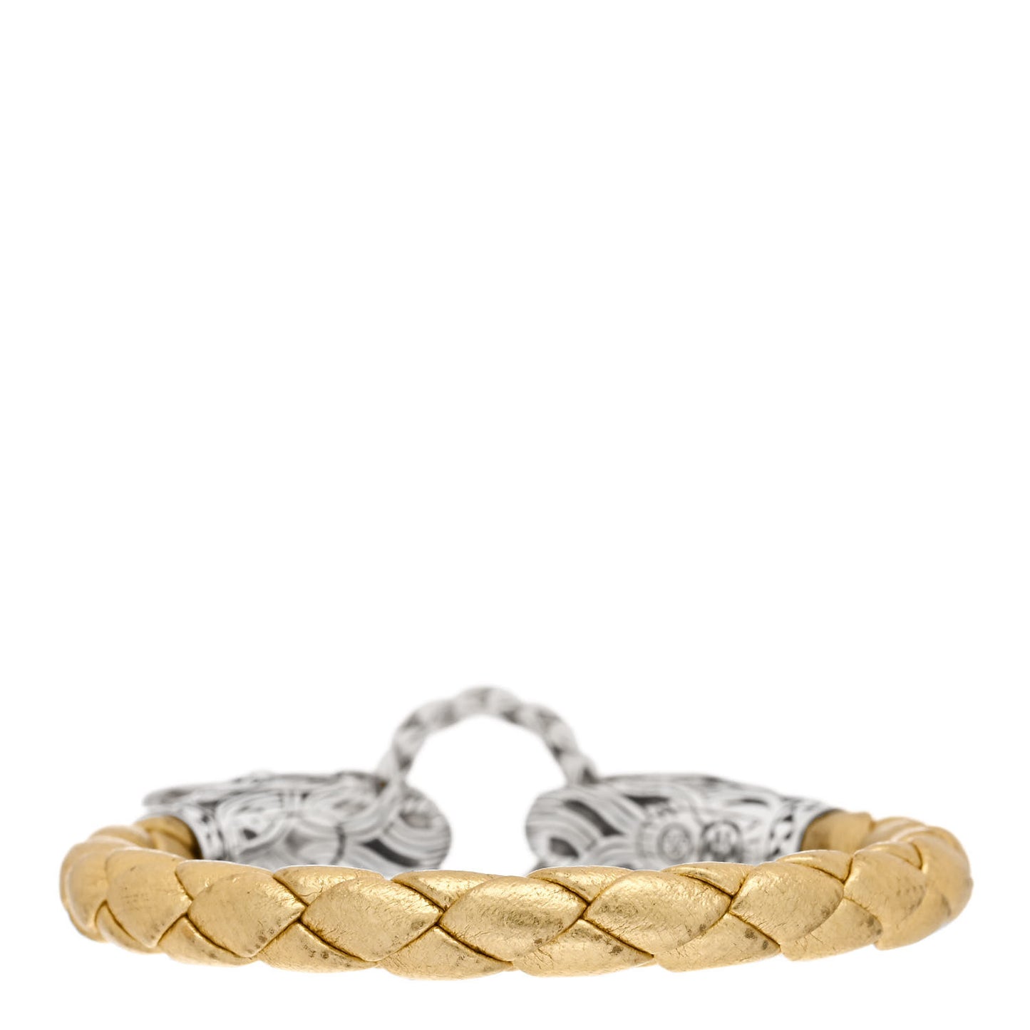 Sterling Silver Leather Naga Dragon Legend Bracelet Gold