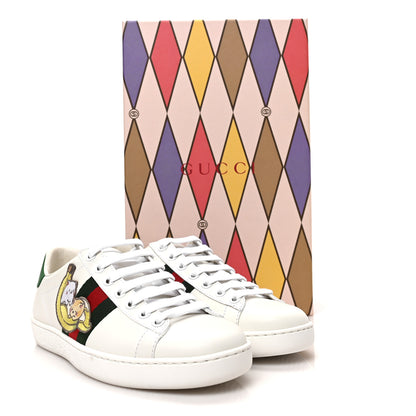 Gucci X BNF Miro Soft Calfskin Web Bananya Embroidered Womens Ace Sneakers 35 White New Shamarock 9 of 9