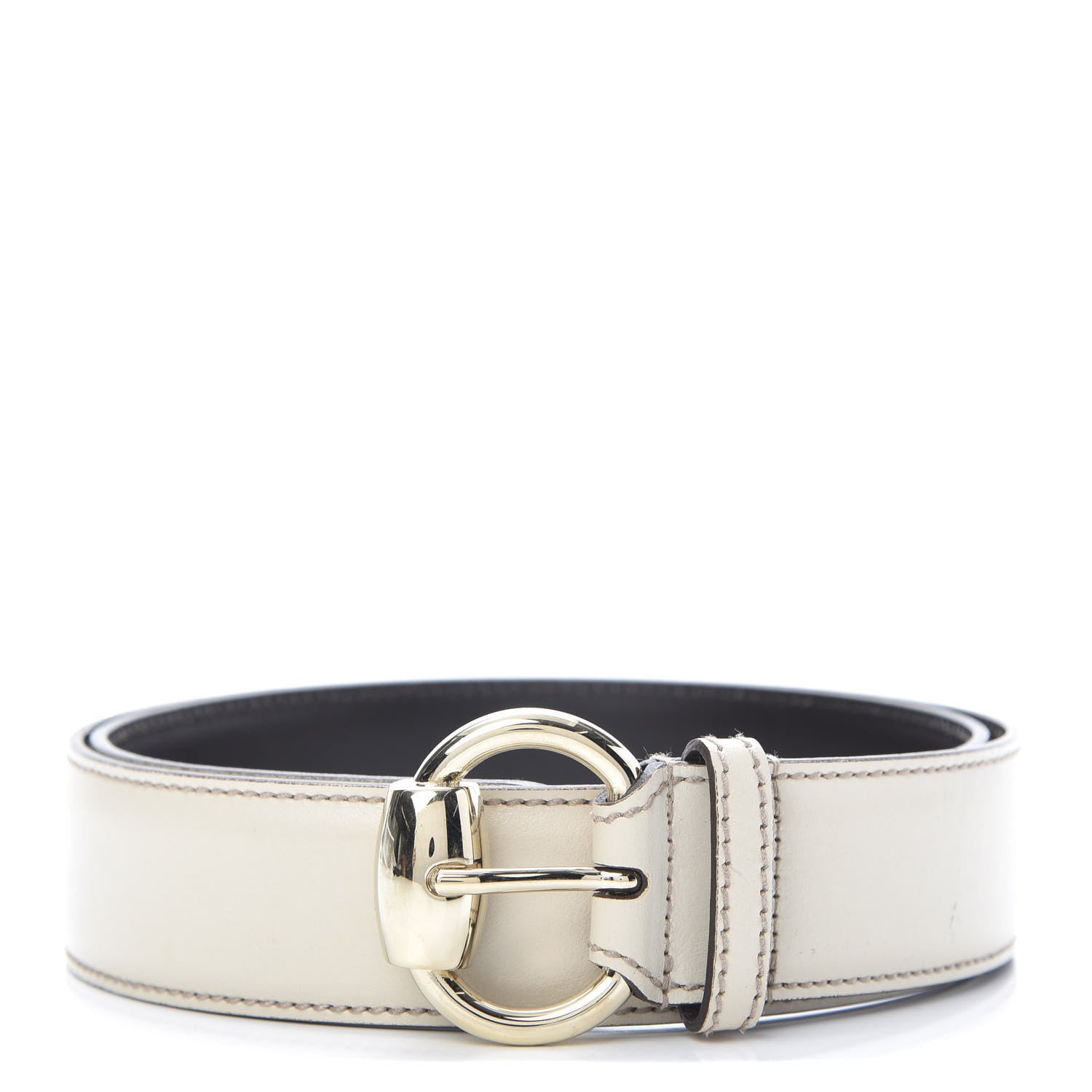 Gucci Calfskin Horsebit Buckle Belt 85 34 White 1 of 7