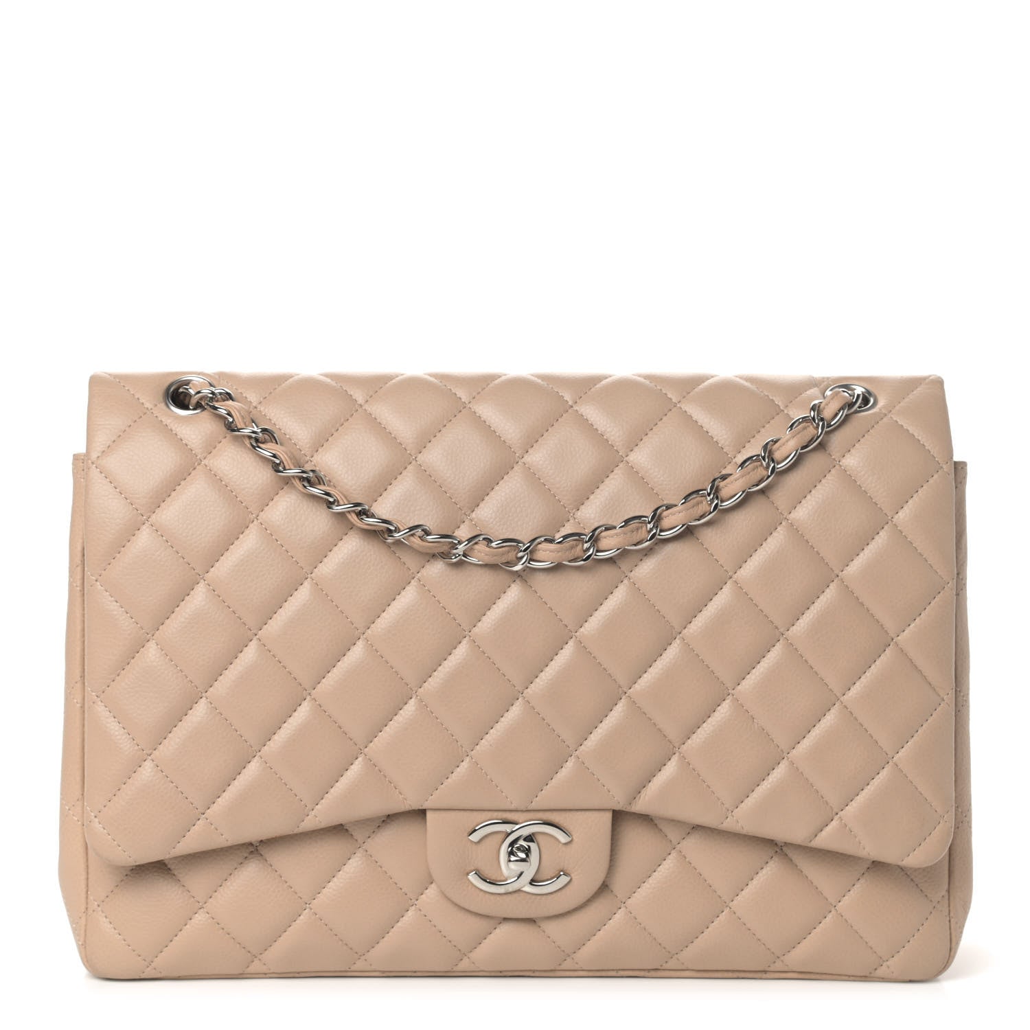 Chanel Caviar Quilted Maxi Double Flap Light Beige 1 of 4