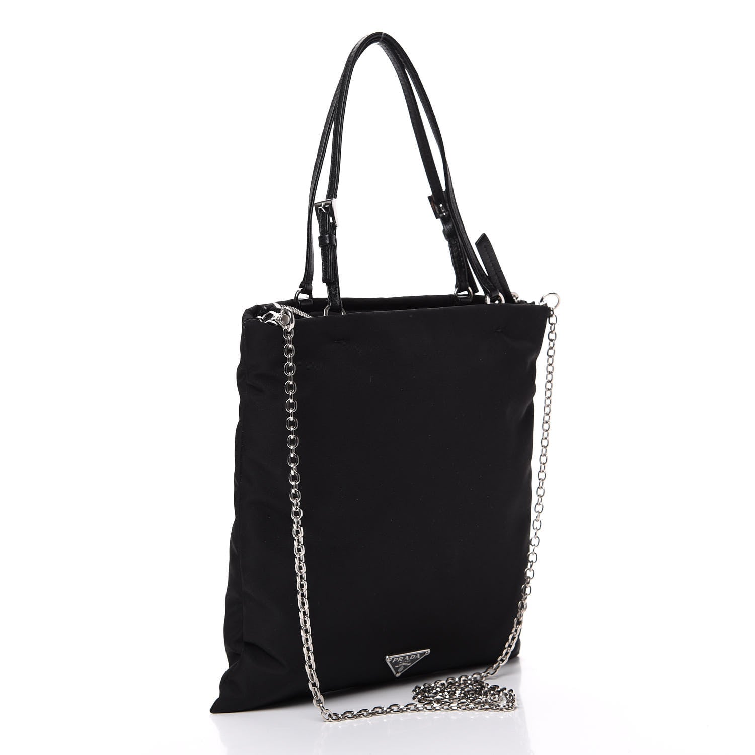 Prada X UNIVERSAL STUDIOS Tessuto Nylon Soft Calfskin Frankenstein Heart Chain Shopping Tote Black 2 of 11