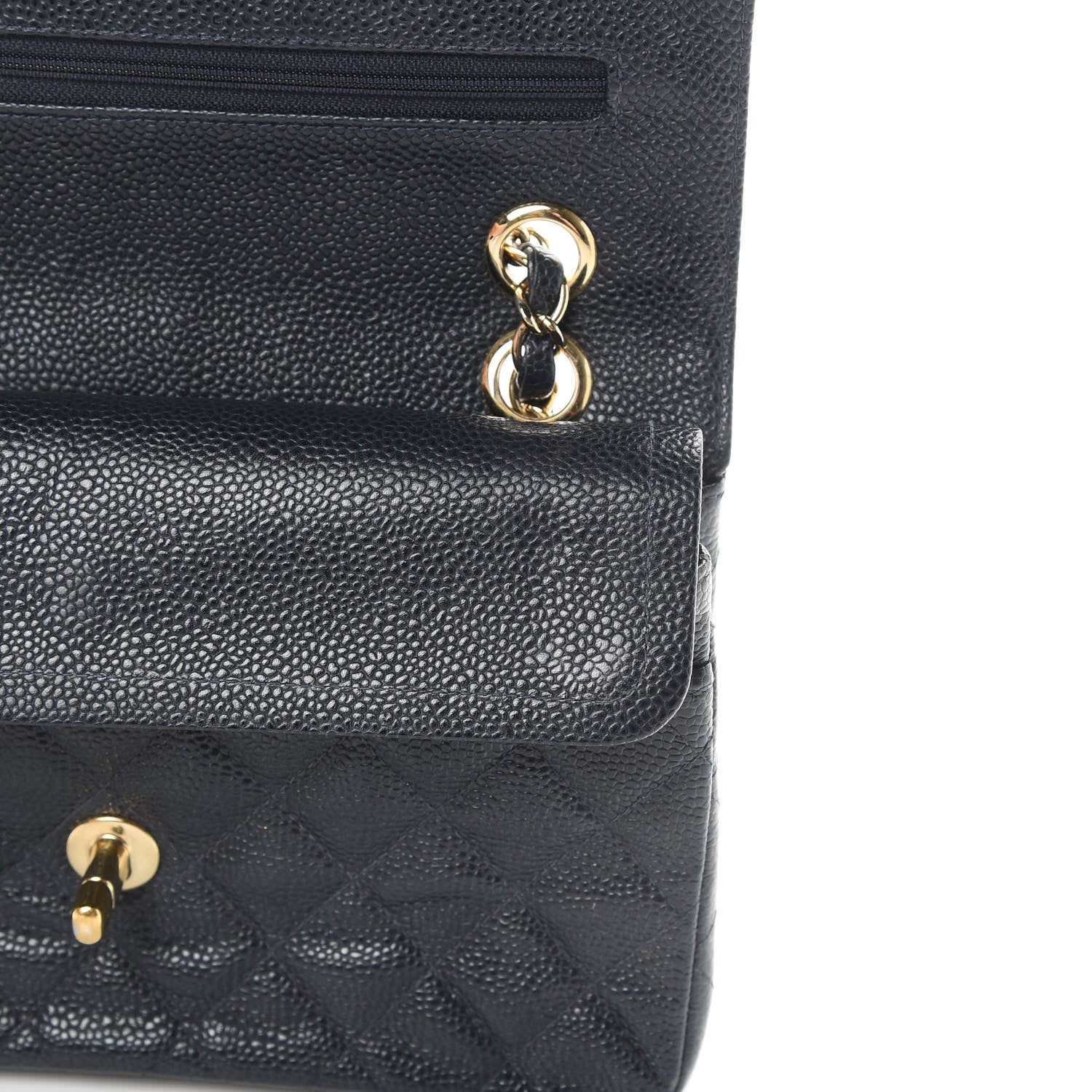 Chanel Caviar Quilted Small Double Flap Navy 13 of 15