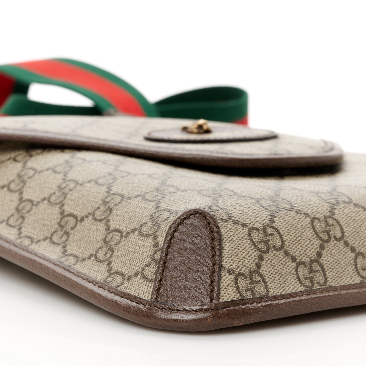 Gucci GG Supreme Monogram Web Medium Neo Vintage Flap Messenger Bag Beige New Acero 10 of 11