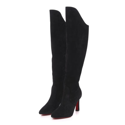 Christian Louboutin Suede Eleonor Tall Boots 38.5 Black 3 of 7