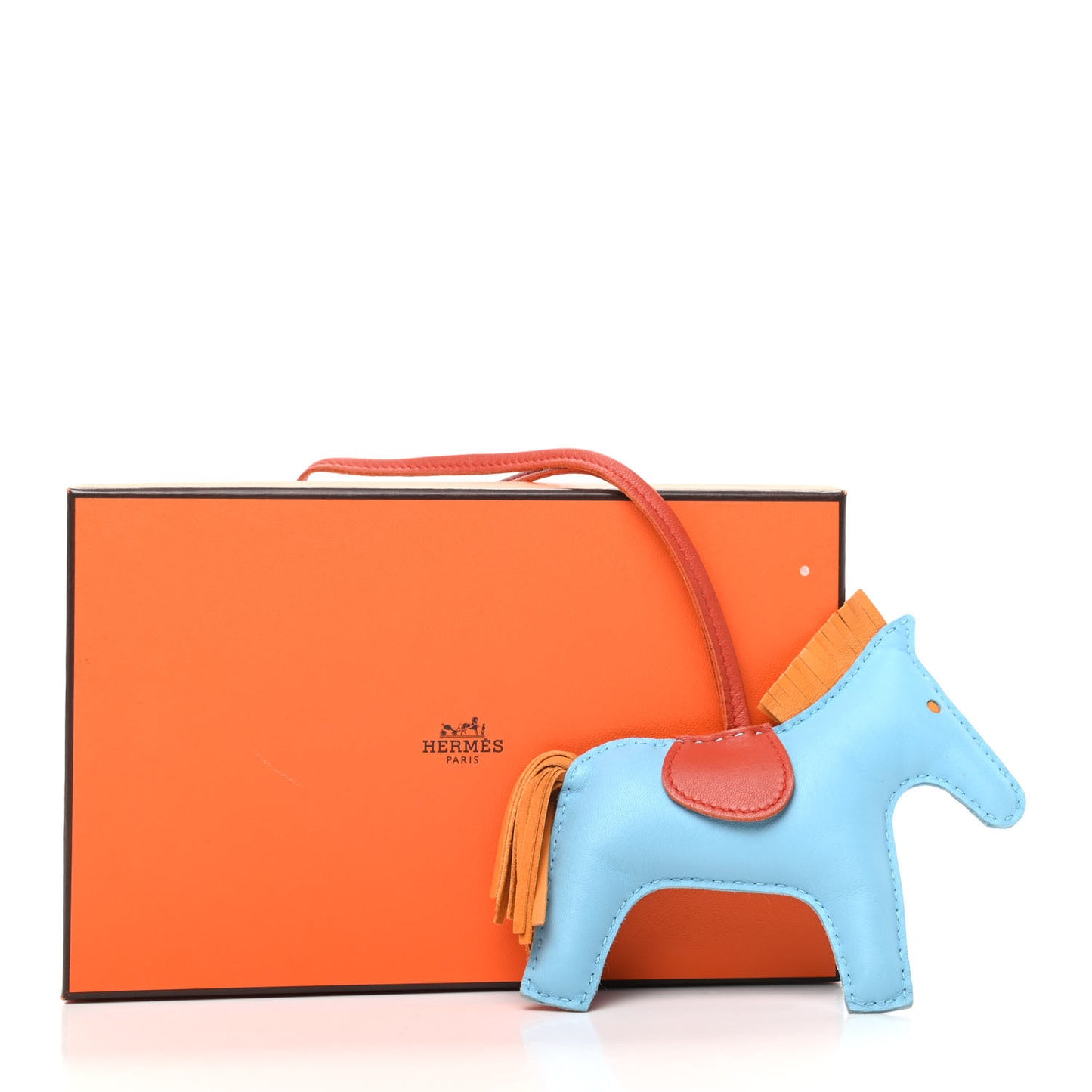 Milo Lambskin Grigri Rodeo Horse Bag Charm MM Celeste Naturel Bouton D'Or Cornaline