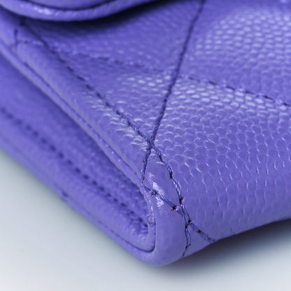 Chanel Caviar Quilted Flap Card Holder Wallet Purple 9 of 11