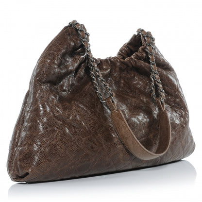 Chanel Caviar Elastic Shopper Tote Brown 3 of 9