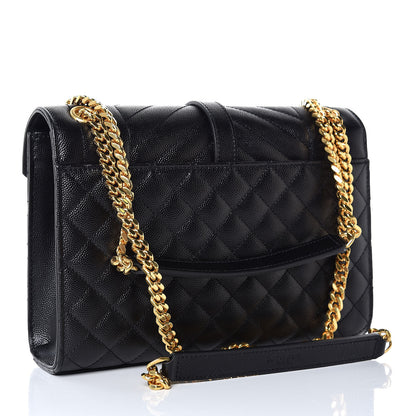 Saint Laurent Grain De Poudre Textured Mixed Matelasse Triquilt Medium Monogram Satchel Black 3 of 8