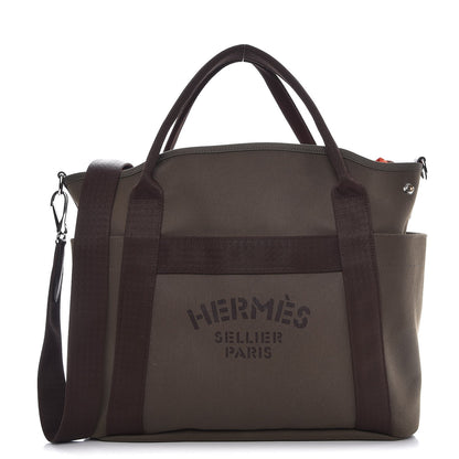Hermes Toile Sac De Pansage Groom Kaki Feu 1 of 11