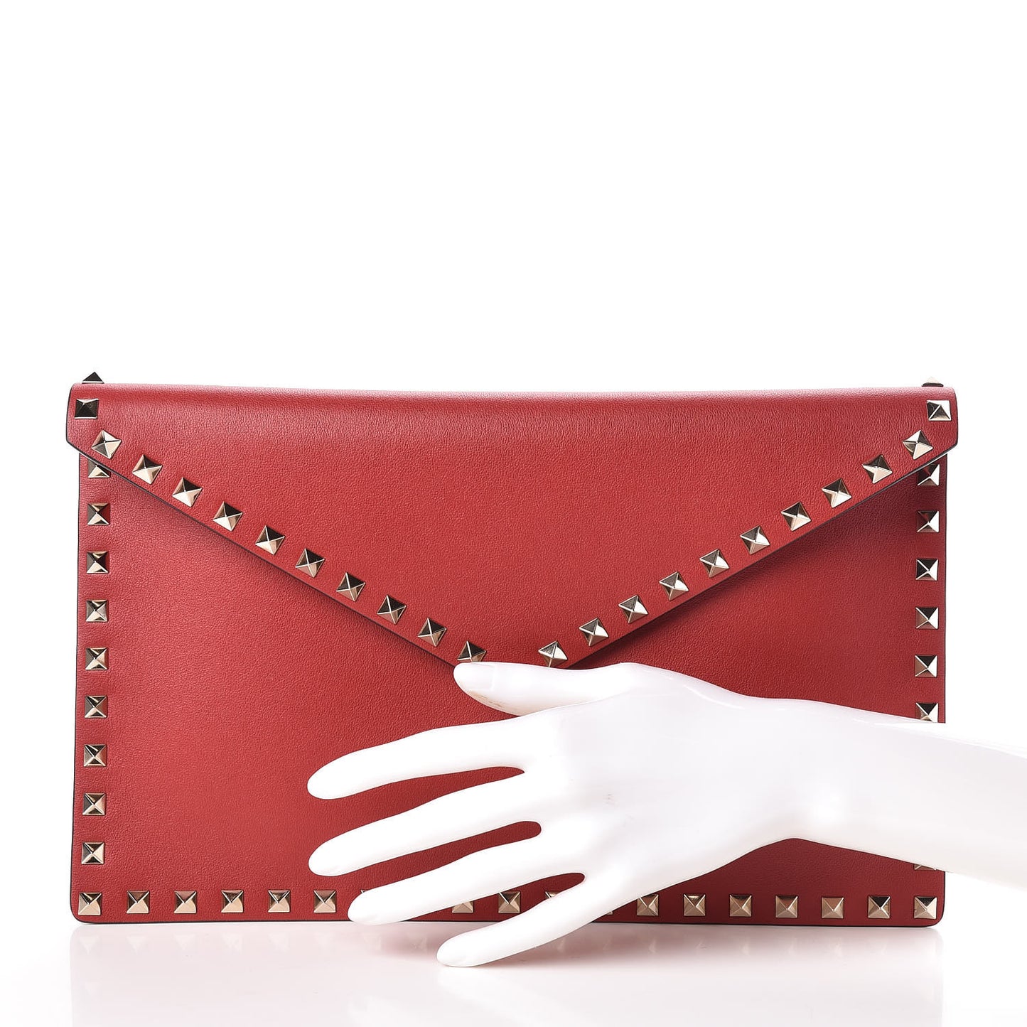 Vitello Large Rockstud Envelope Clutch Rosso Valentino