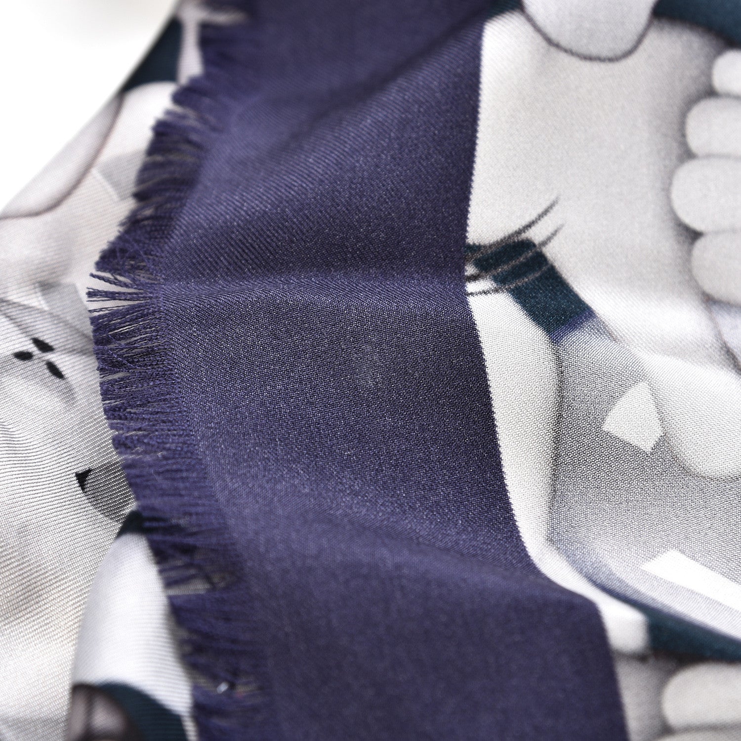 Chanel Silk Chiffon Cat Emoticon Scarf Blue 9 of 9