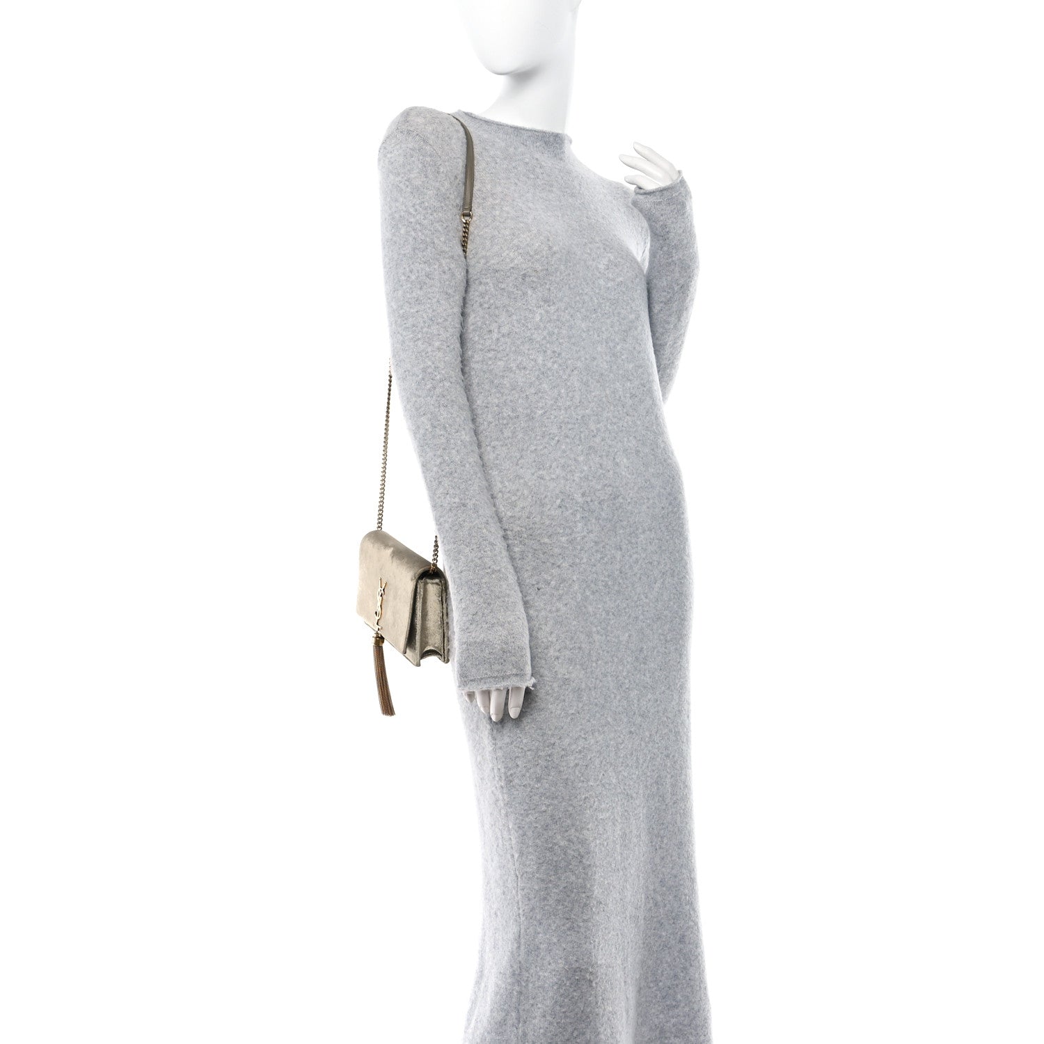 Saint Laurent Velvet Medium Classic Monogram Kate Tassel Satchel Olive 2 of 9