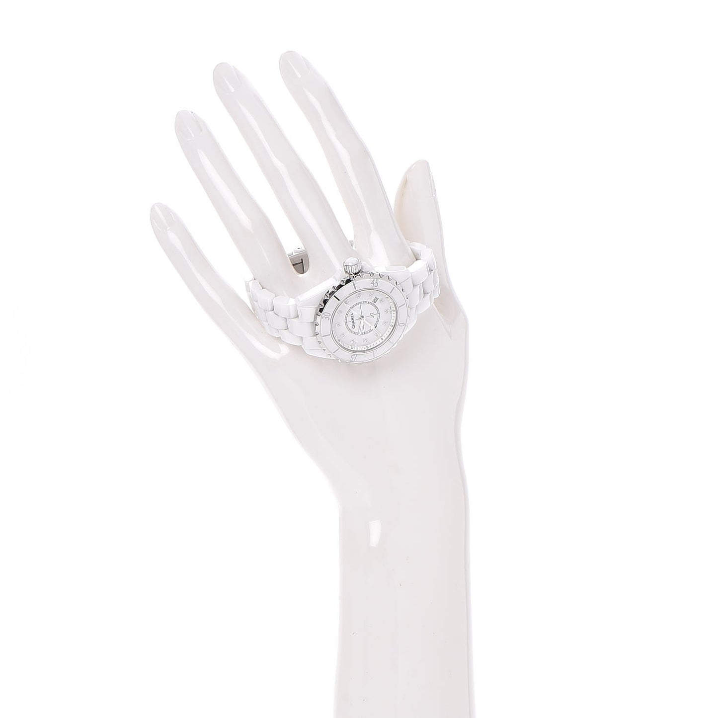 Stainless Steel Ceramic Diamond 33mm J12 Quartz Watch White