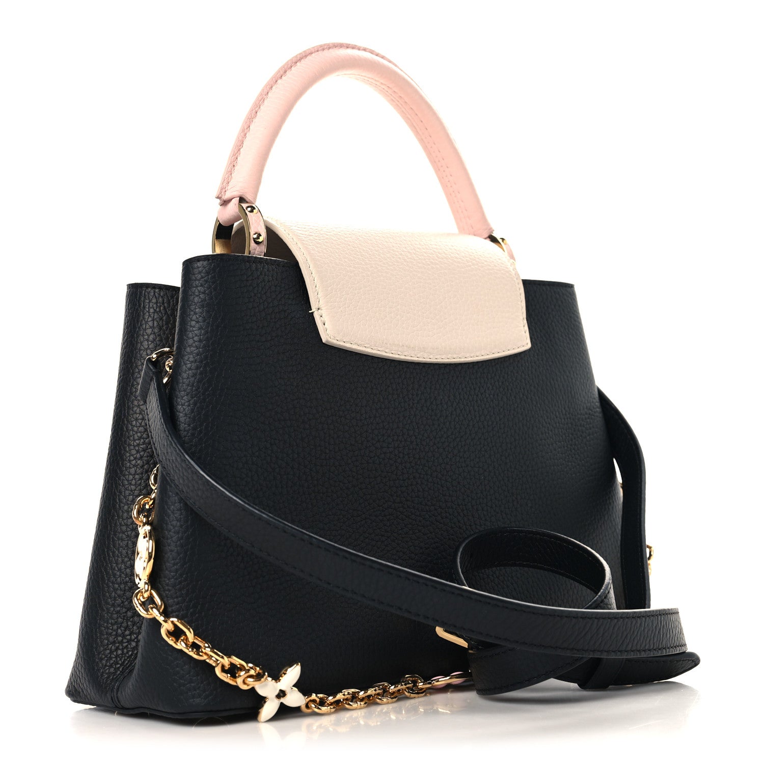 Louis Vuitton Taurillon Flower Chain Capucines MM Black Cream Pink 2 of 8