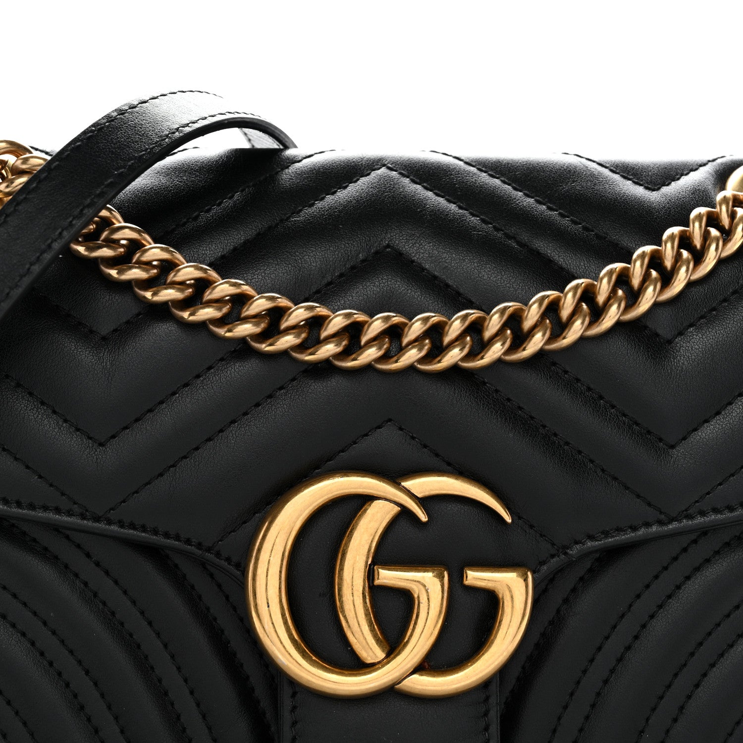 Gucci Calfskin Matelasse Small GG Marmont Shoulder Bag Black 8 of 13