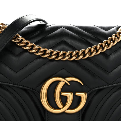 Gucci Calfskin Matelasse Small GG Marmont Shoulder Bag Black 8 of 13