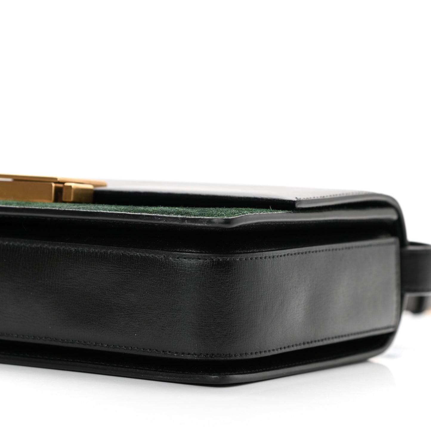 Smooth Calfskin Suede Medium Bellechasse Black Dark Green