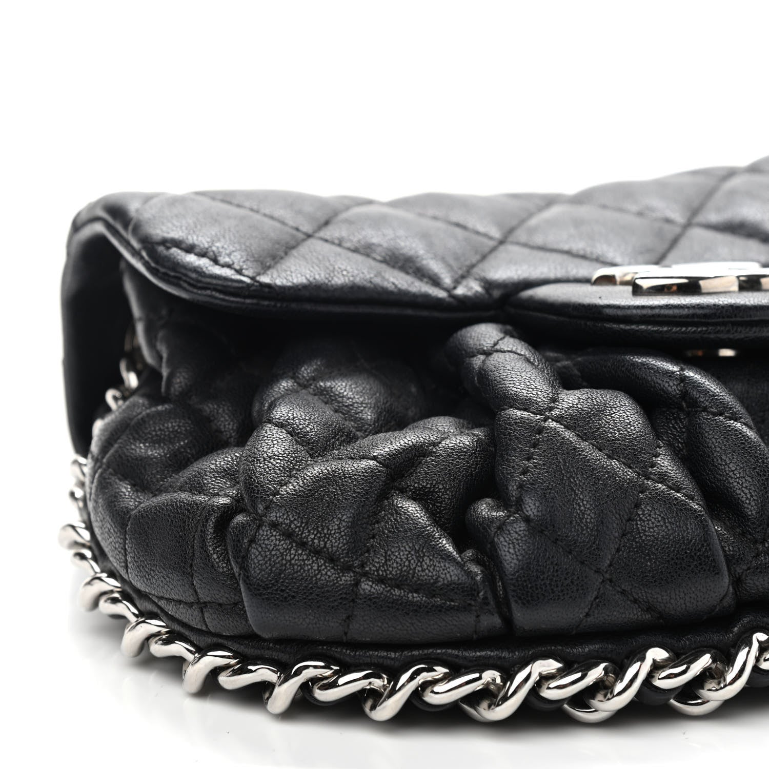 Chanel Washed Lambskin Quilted Mini Chain Around Flap Black 8 of 10