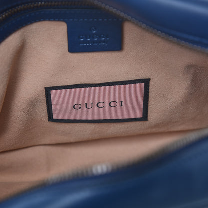 Gucci Calfskin Matelasse GucciGhost Medium GG Marmont Chain Shoulder Bag Blue Agata Hibiscus Red 6 of 8