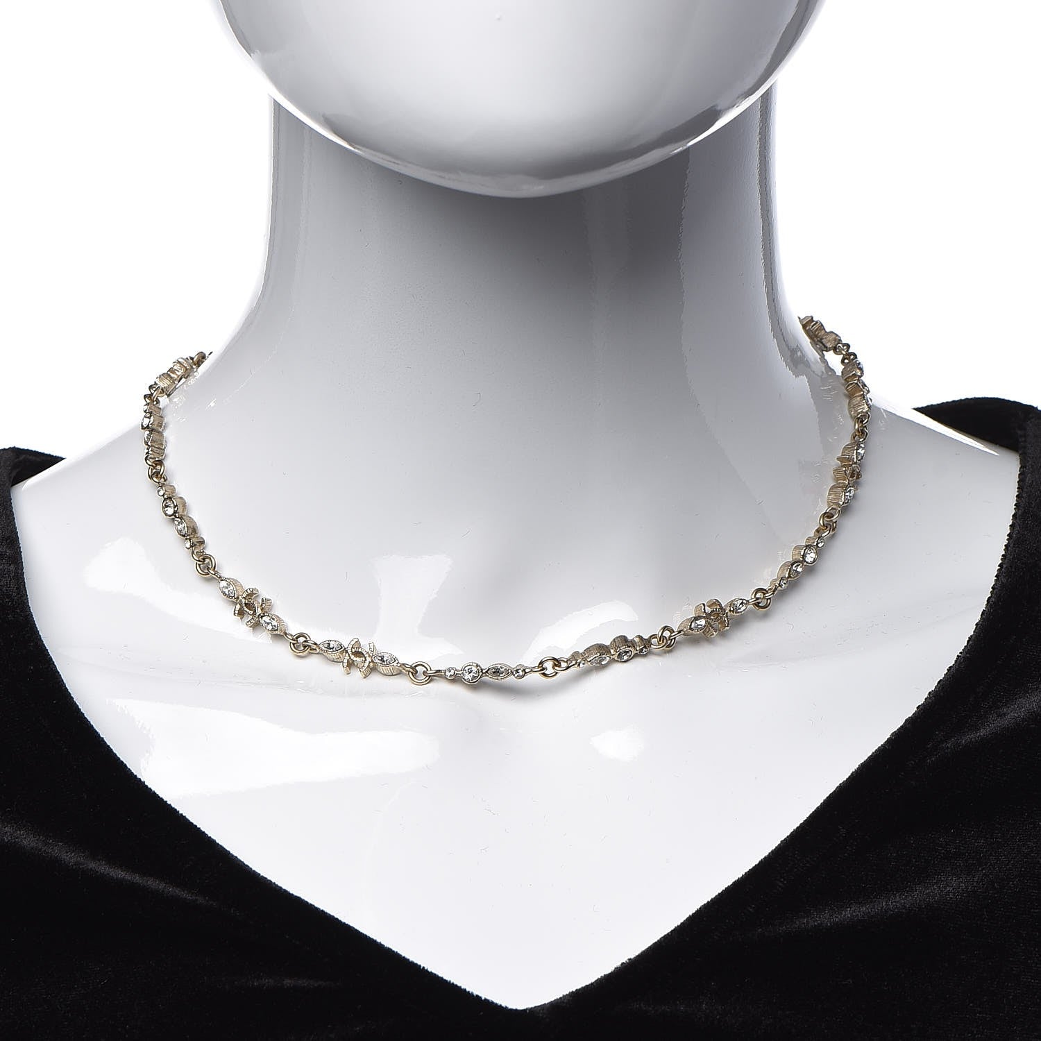 Chanel Crystal CC Short Necklace Gold 2 of 4