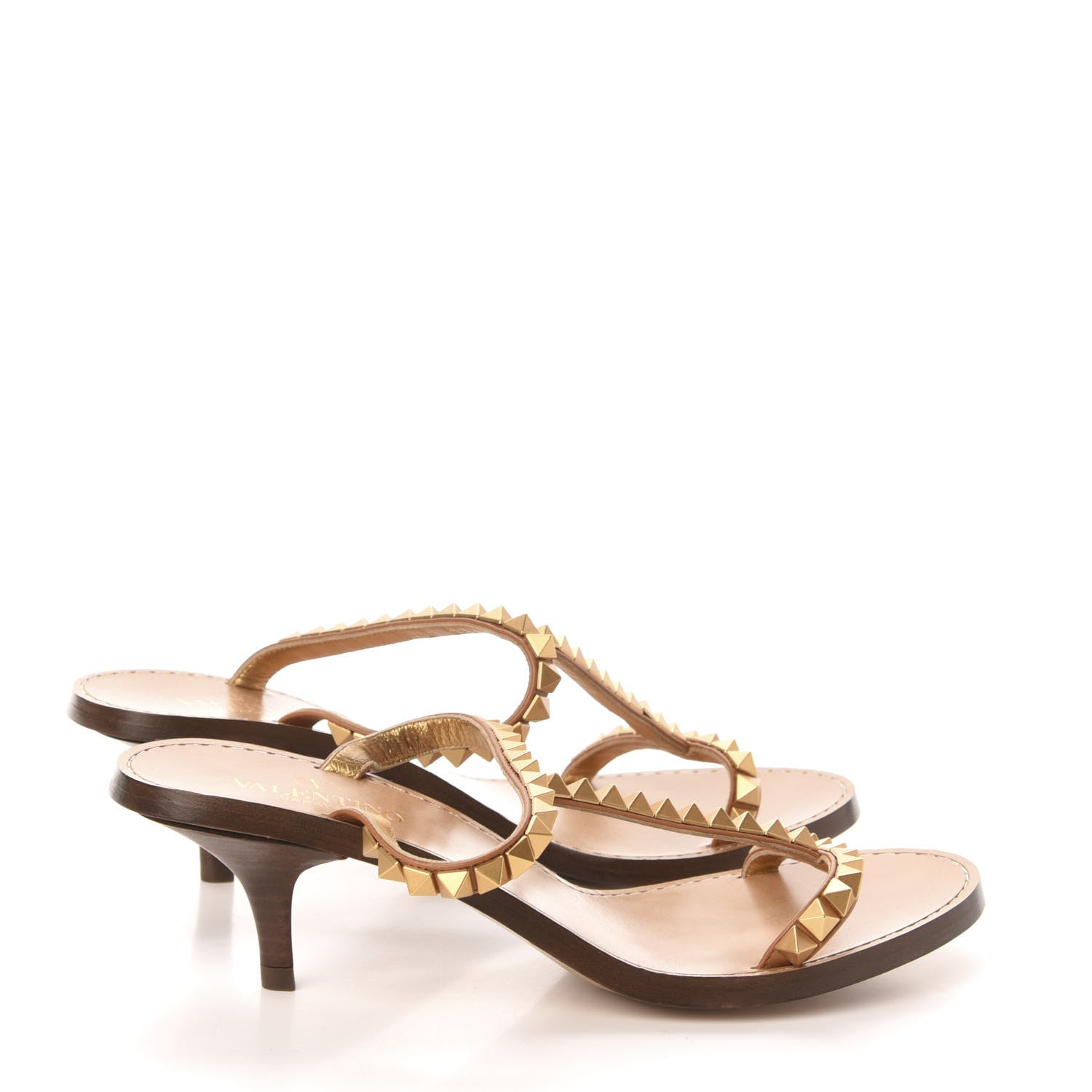 Valentino Garavani Calfskin Rockstud No Limit Sandals 35 Tan 4 of 7