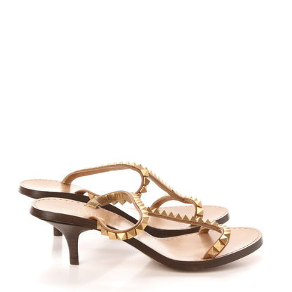 Valentino Garavani Calfskin Rockstud No Limit Sandals 35 Tan 4 of 7