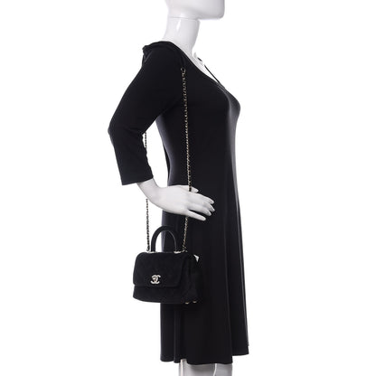 Chanel Velvet Crystal Quilted Extra Mini Coco Handle Flap Black 2 of 10