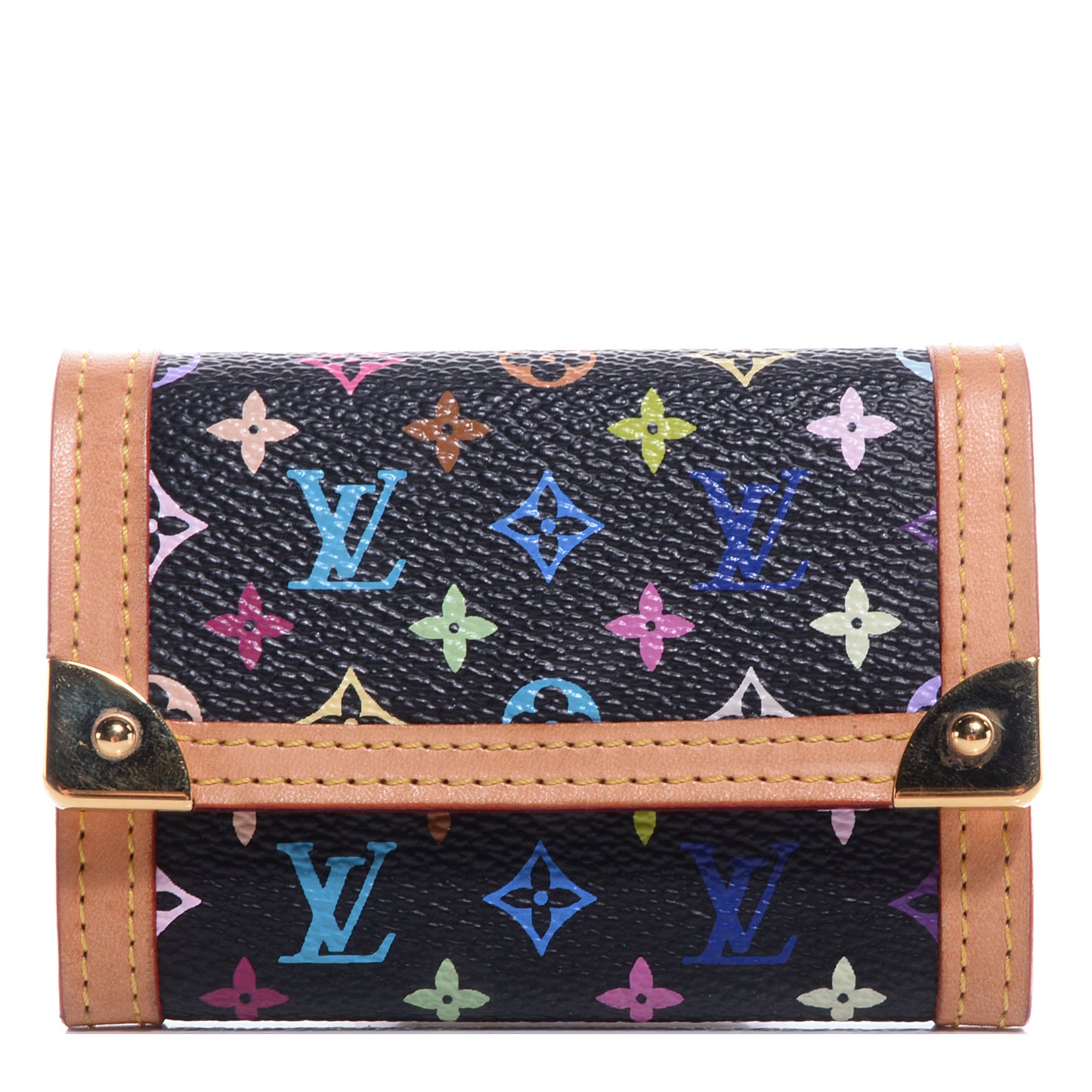 Monogram Multicolor Porte-Monnaie Plat Coin Purse Black