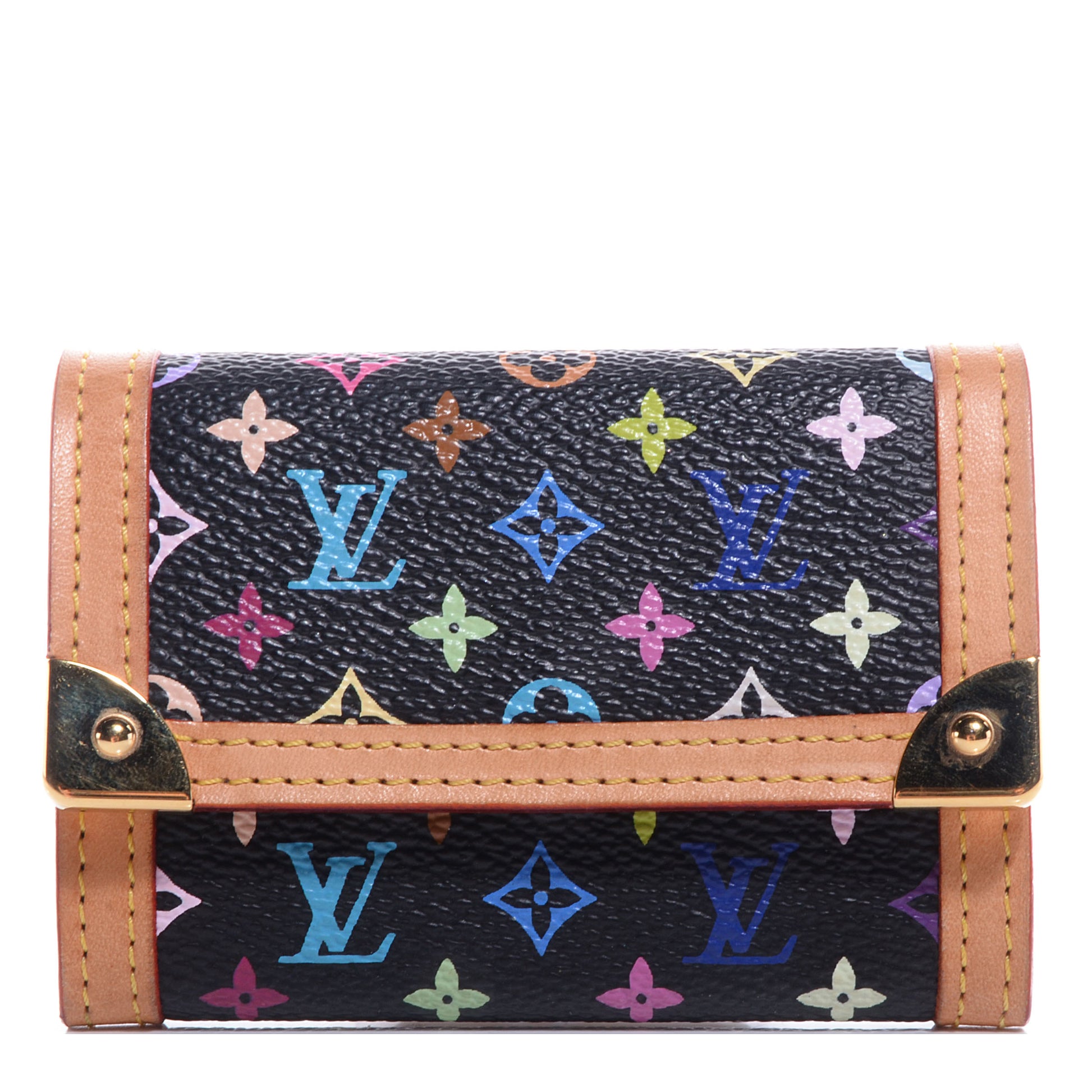 Louis Vuitton Monogram Multicolor Porte-Monnaie Plat Coin Purse Black 1 of 7
