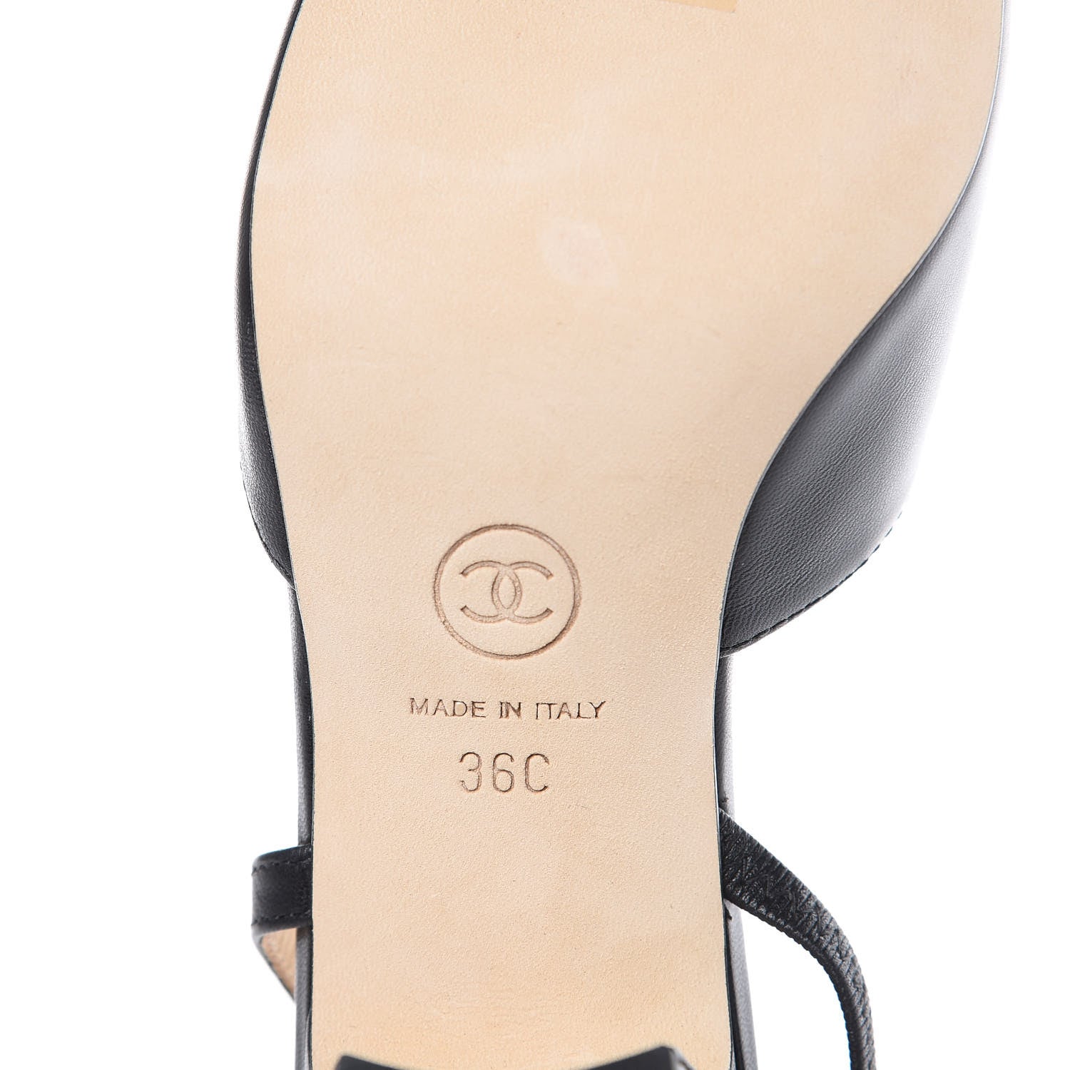 Chanel Lambskin Grosgrain Cap Toe CC Slingback Pumps 36 Black 6 of 9