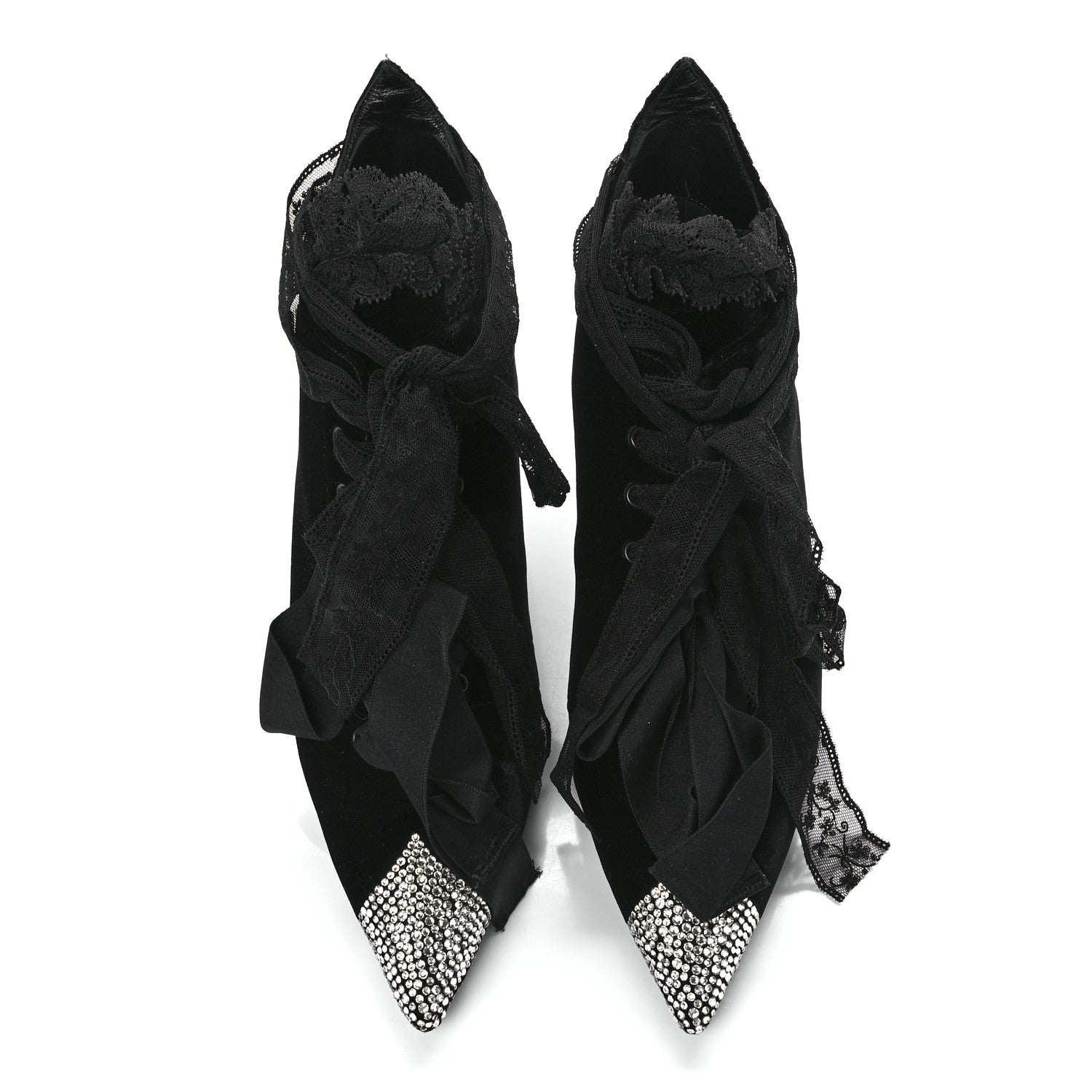 Saint Laurent Velluto Master Crystal Embellished Blaze 45 La Strass Ankle Boots 39 Black 5 of 10