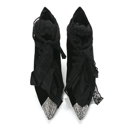 Saint Laurent Velluto Master Crystal Embellished Blaze 45 La Strass Ankle Boots 39 Black 5 of 10
