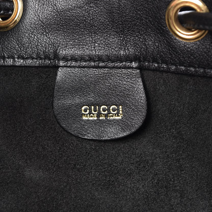 Gucci Calfskin XL Bamboo Drawstring Sling Black 8 of 10