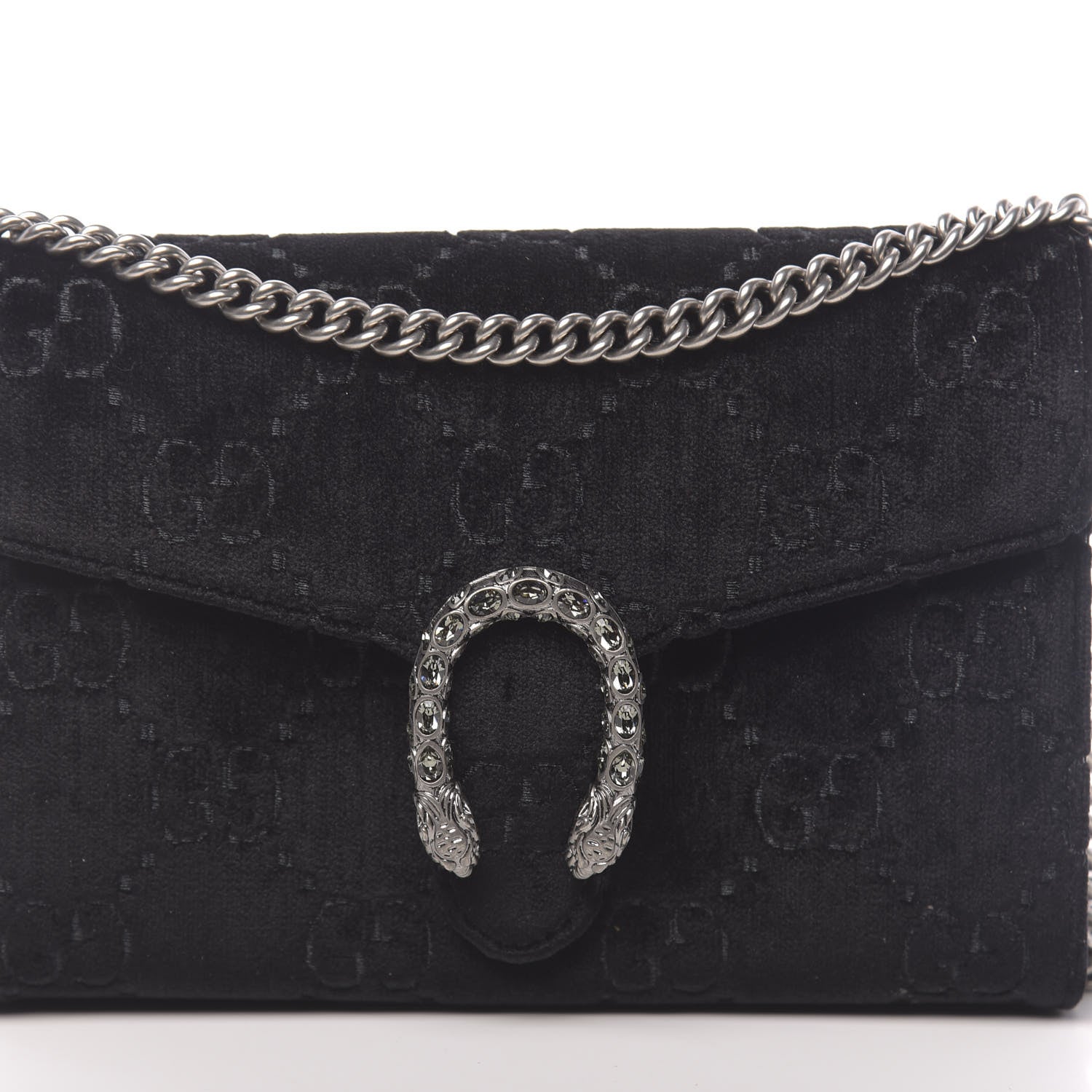 Gucci Velvet GG Monogram Mini Dionysus Chain Wallet Black 10 of 10