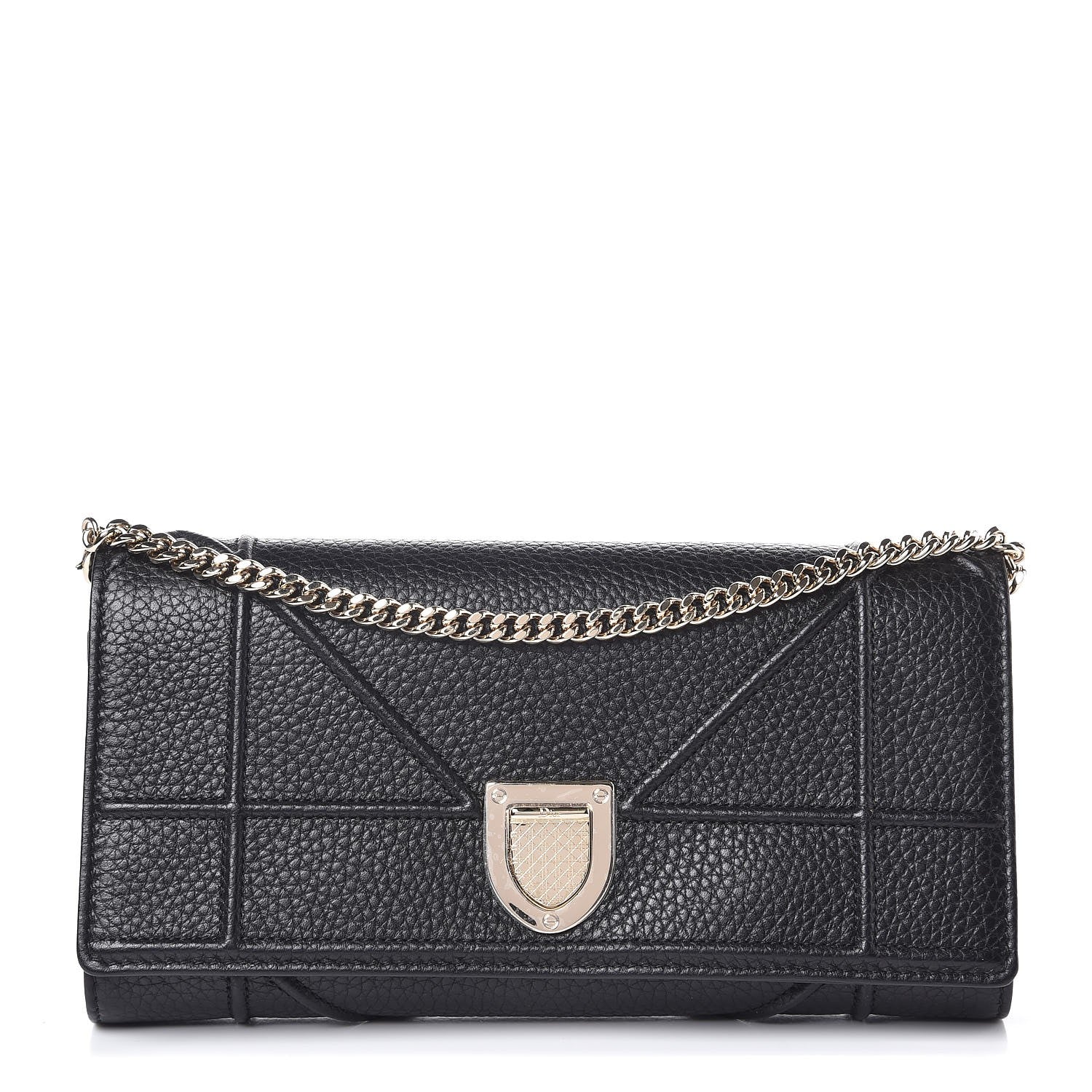 Christian Dior Grained Calfskin Diorama Croisiere Chain Wallet Black 1 of 8