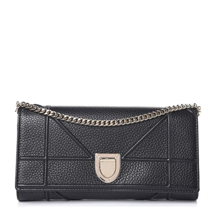 Christian Dior Grained Calfskin Diorama Croisiere Chain Wallet Black 1 of 8