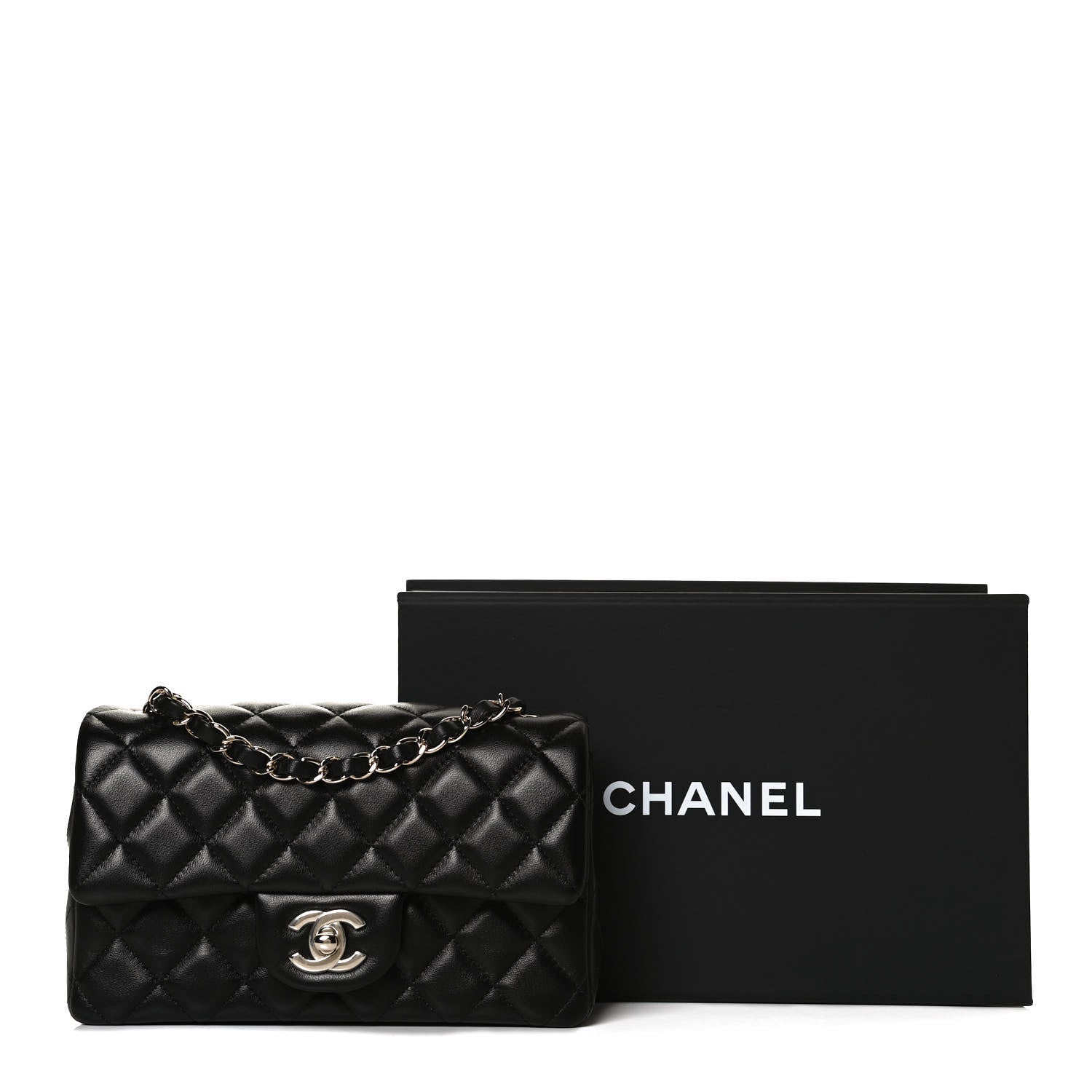 Chanel Lambskin Quilted Mini Rectangular Flap Black 14 of 14