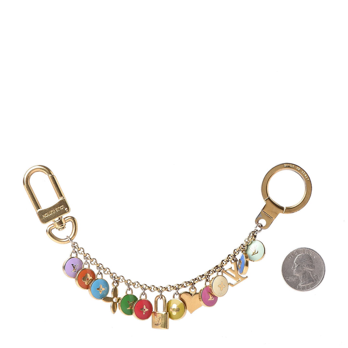 Metal Enamel Pastilles Key Chain Bag Charm Multicolor