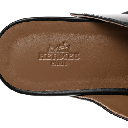 Hermes Calfskin Carlotta Mules 37 Black 6 of 9