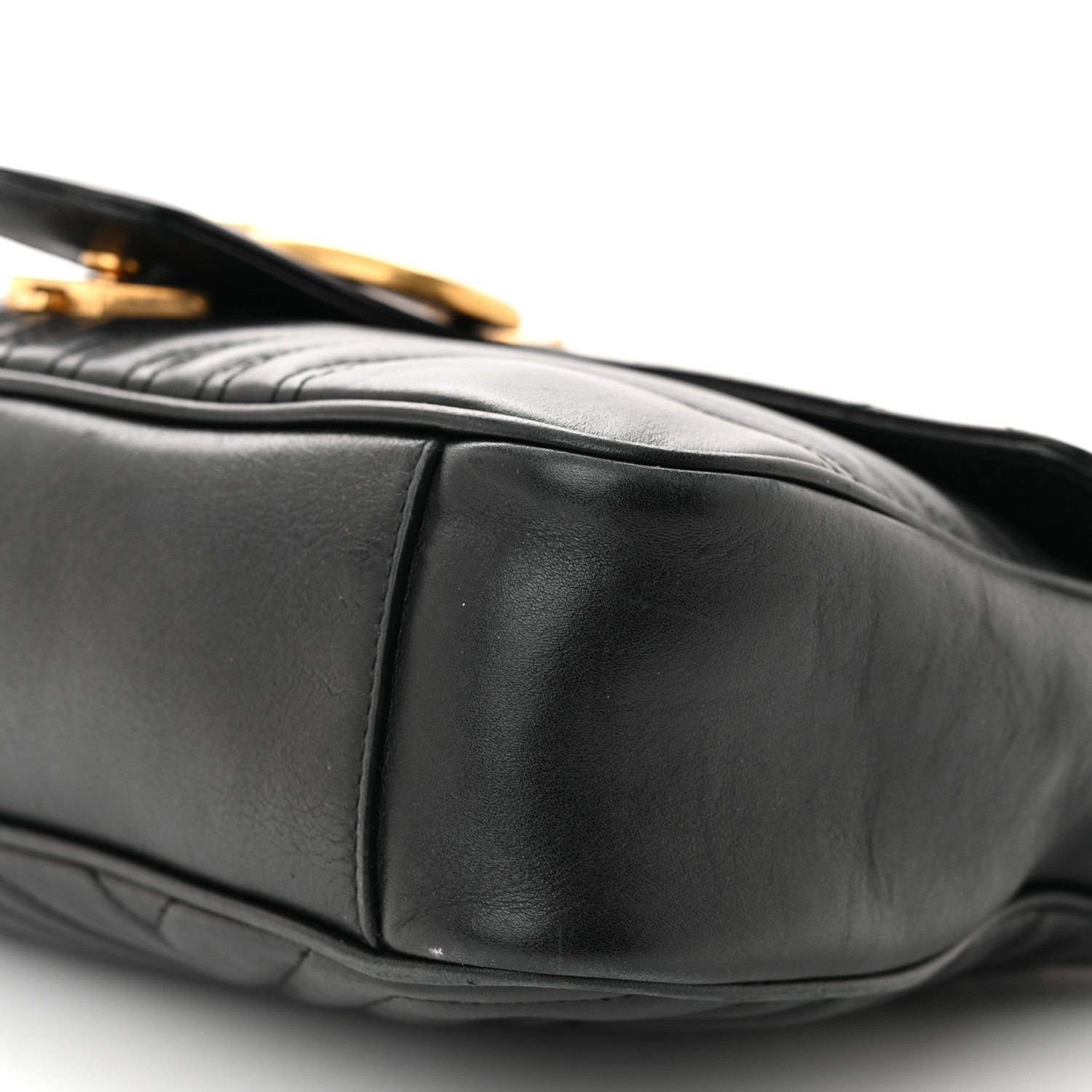 Gucci Calfskin Matelasse Medium GG Marmont Shoulder Bag Black 10 of 11