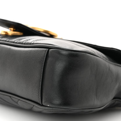 Gucci Calfskin Matelasse Medium GG Marmont Shoulder Bag Black 10 of 11