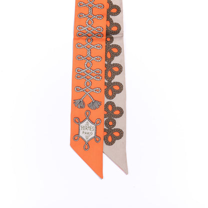 Hermes Silk Galons Et Brandebourg Twilly Orange Mastic Bronze 2 of 4
