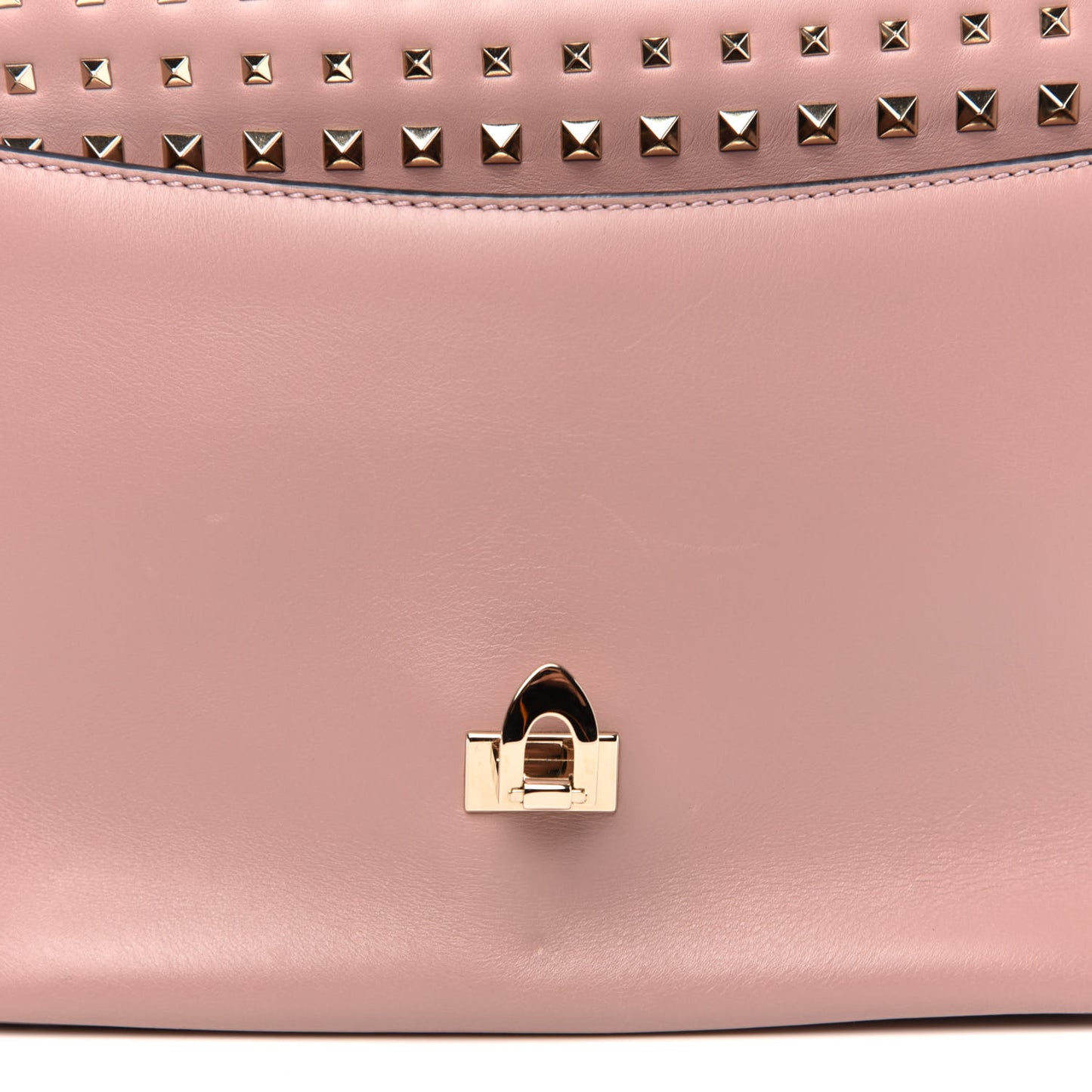 Calfskin Small Rockstud All Over Demilune Double Handle Satchel Lipstick